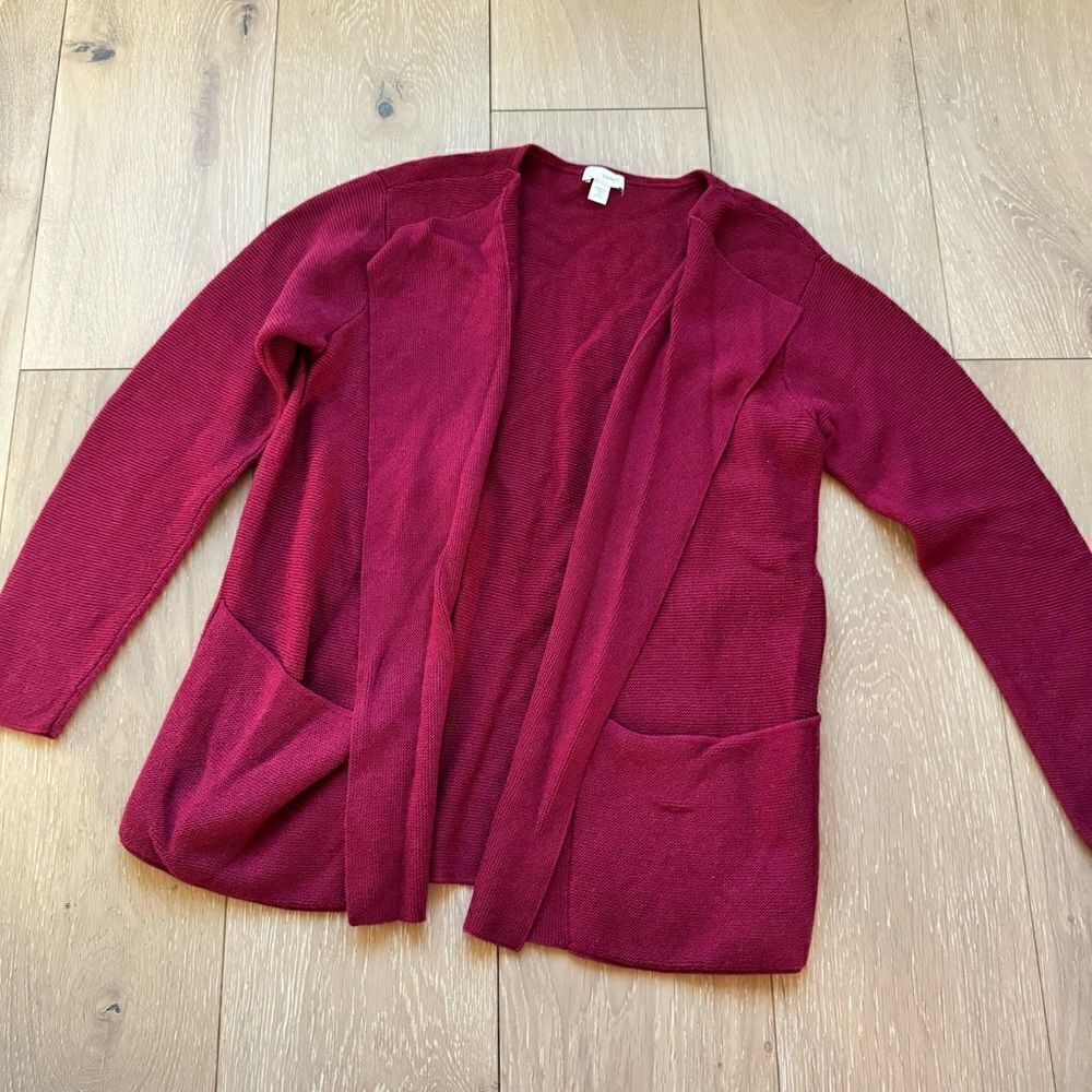 Pure JJill burgundy open front cardigan